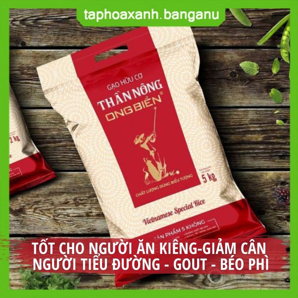 Gạo Hữu Cơ Thần Nông Ong Biển 5kg⚡SIÊU SẠCH.NGUYÊN CÁM⚡Tốt cho em bé.Người ăn kiêng.Tiểu đường.Béo phì