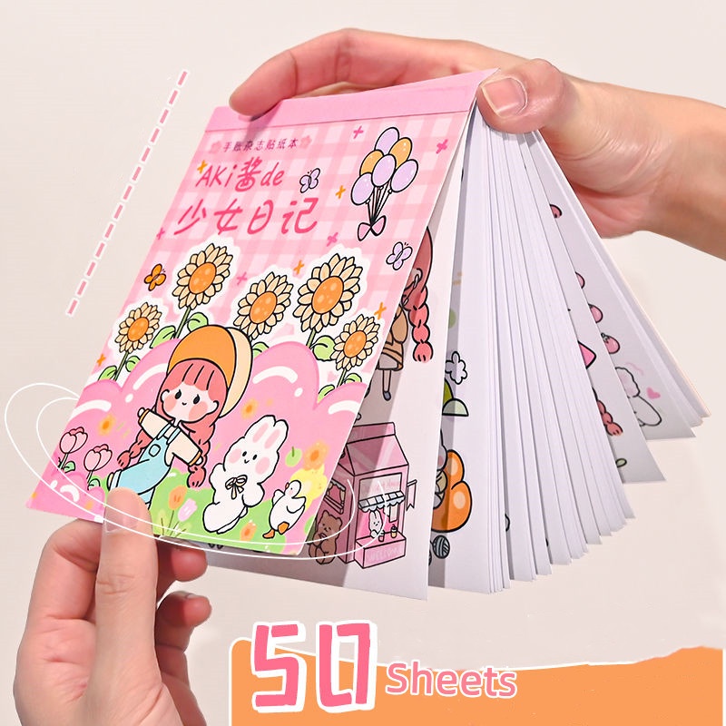 Set Stickers 50 Tấm + Bút Dao Rọc Giấy / Cute Sổ Sticker/Sticker Decor Sitker Cute/ Hộp Sticker Cute Stiker