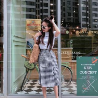 Set ÁO THUN X CHÂN VÁY CARO