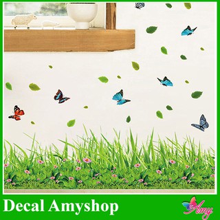 Decal dán chân tường ⚡ FREESHIP ⚡ hoa cỏ xanh DCT025 – PVC vinyl
