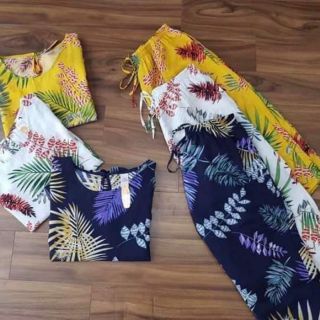 Combo áo váy hoa+ bộ tơ đũi hè
