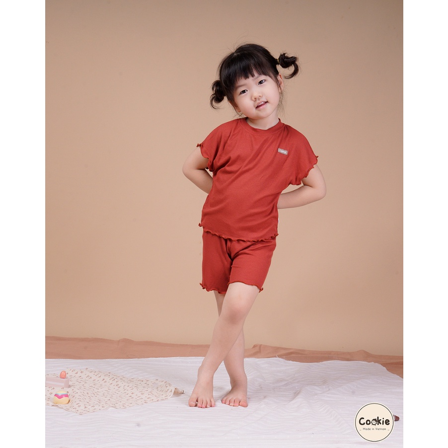Bộ cộc tay cánh dơi cuốn bèo COOKIE cho bé gái - chất cotton tăm mềm mát