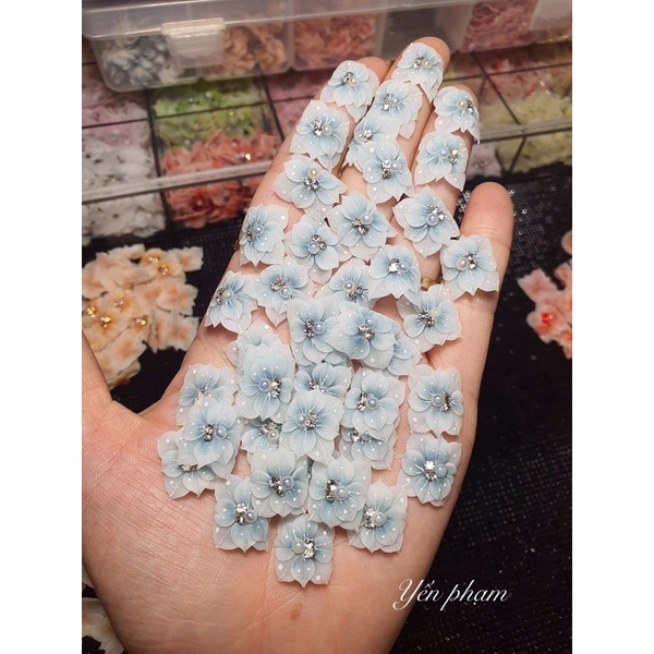Hoa bột nail- Hoa chân vuông hot hit gắn móng xinh