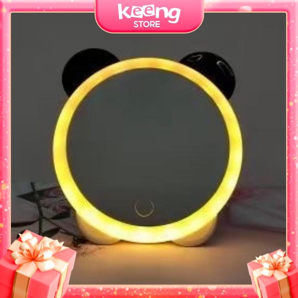 Gương để bàn led gấu trúc Bing Dwen Dwen KEENGSTORE siêu cute