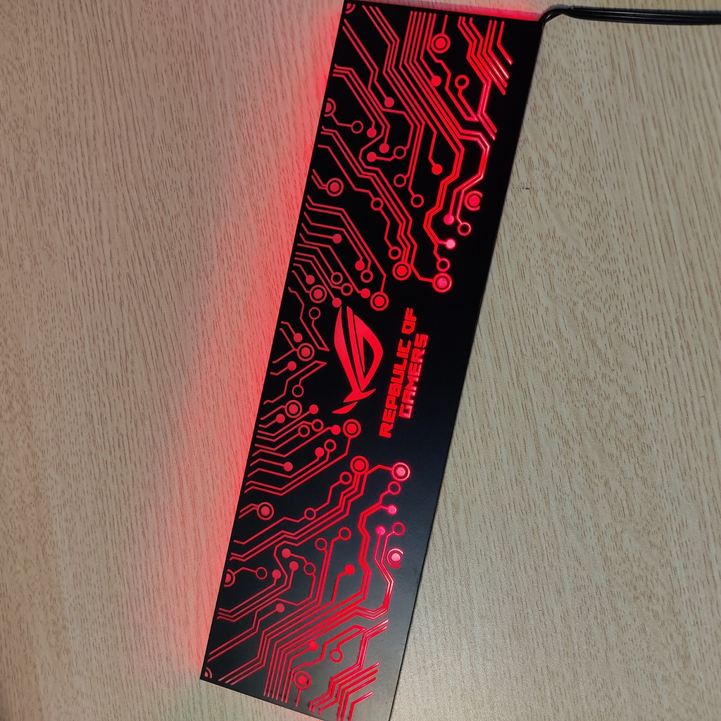 Tấm che nguồn PC Led RGB 5v ARGB logo ROG, đồng bộ màu Hub Coolmoon, hình mạch điện vô cực