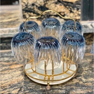 Set 6 Cốc Thuỷ Tinh Lửa Ánh Xanh
