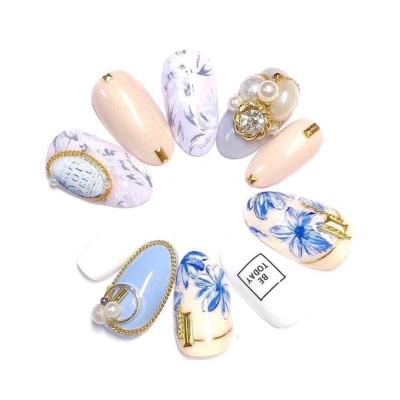 Phụ kiện charm xích, dây xích nhiều màu trang trí móng tay nail