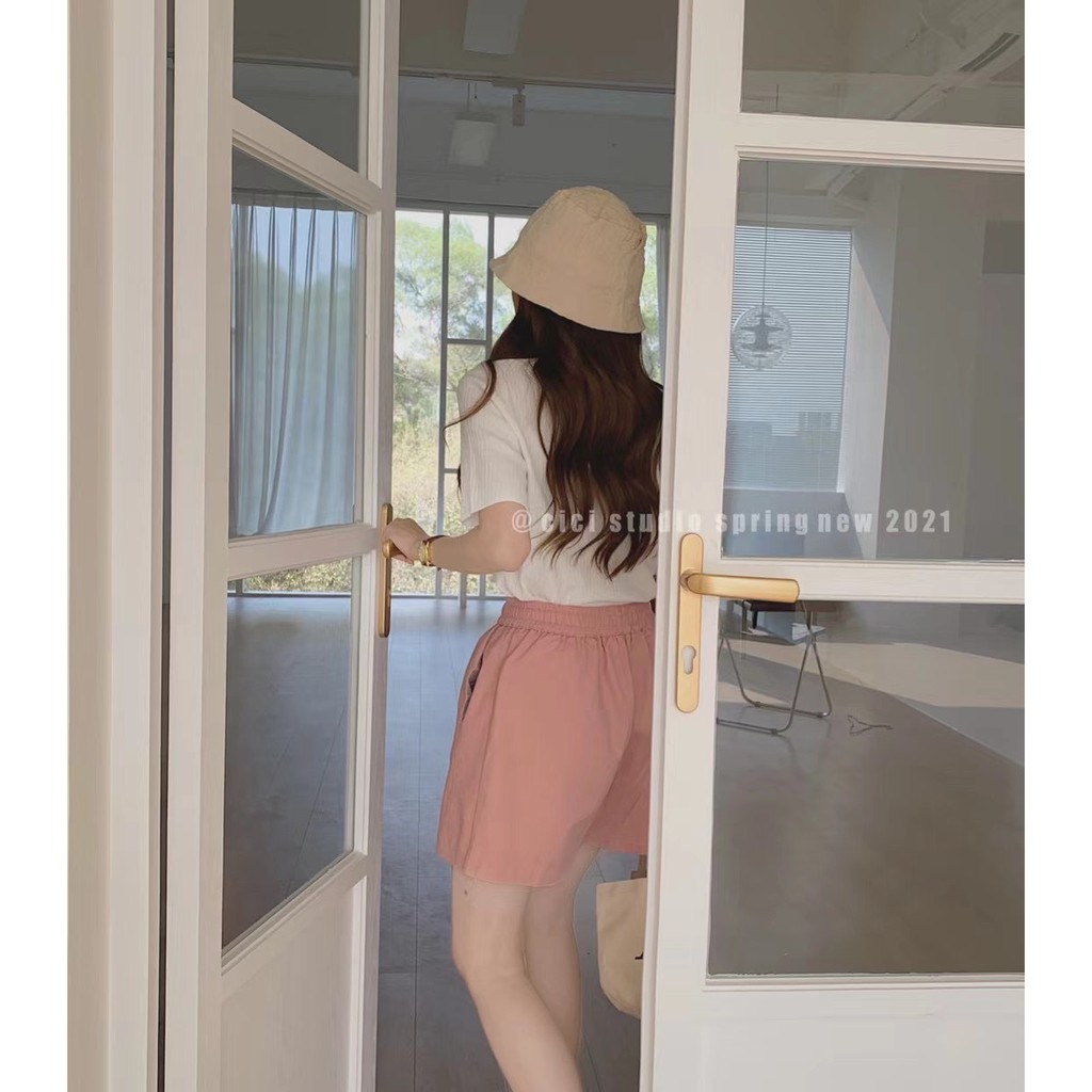 Quần short thô chun rút eo Ulzzang style  Hàng quảng Châu