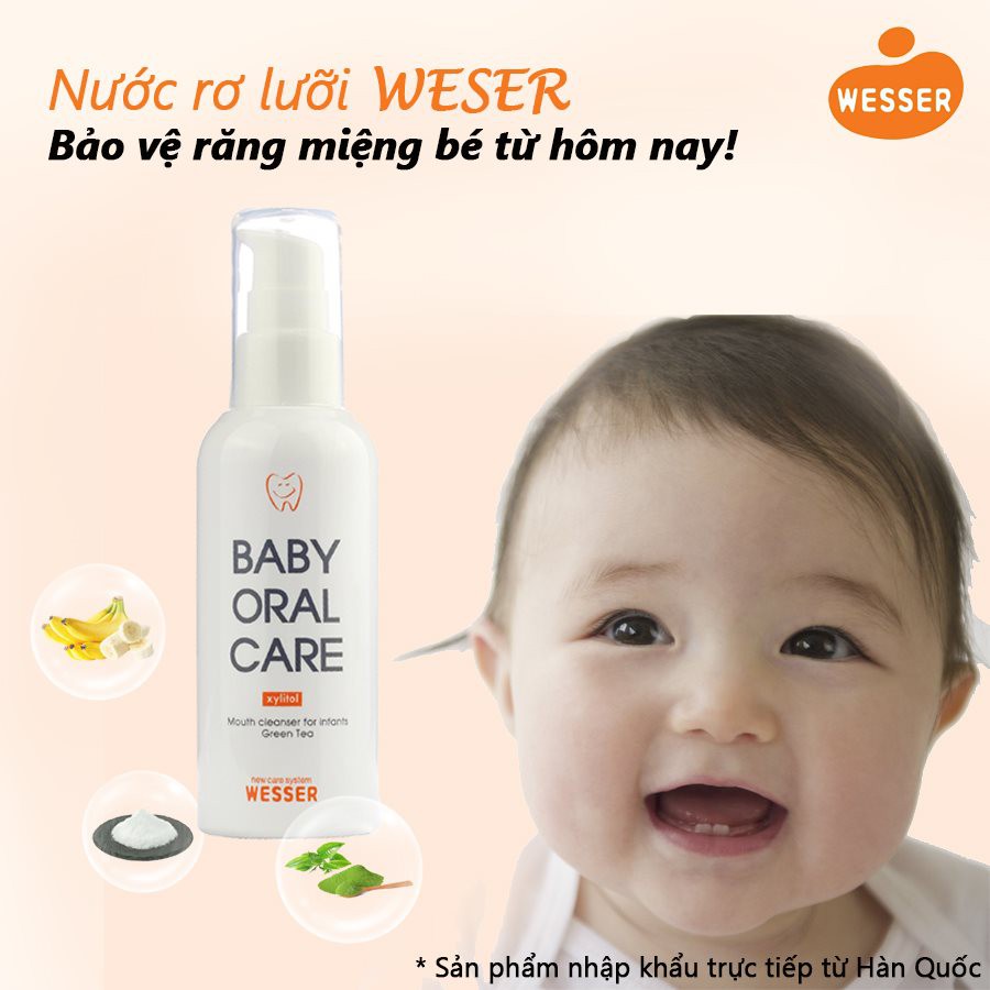 Nước rơ lưỡi Wesser Hàn Quốc cho trẻ sơ sinh - Dung dịch rơ miệng cho bé an toàn, có thể nuốt được