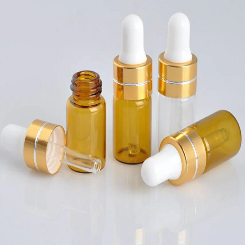 Set 5 LỌ CHIẾT SERUM mỏng trong nâu nhỏ giọt 3ml 5ml - CHAI CHIẾT TINH DẦU THỦY TINH đựng MỸ PHẨM