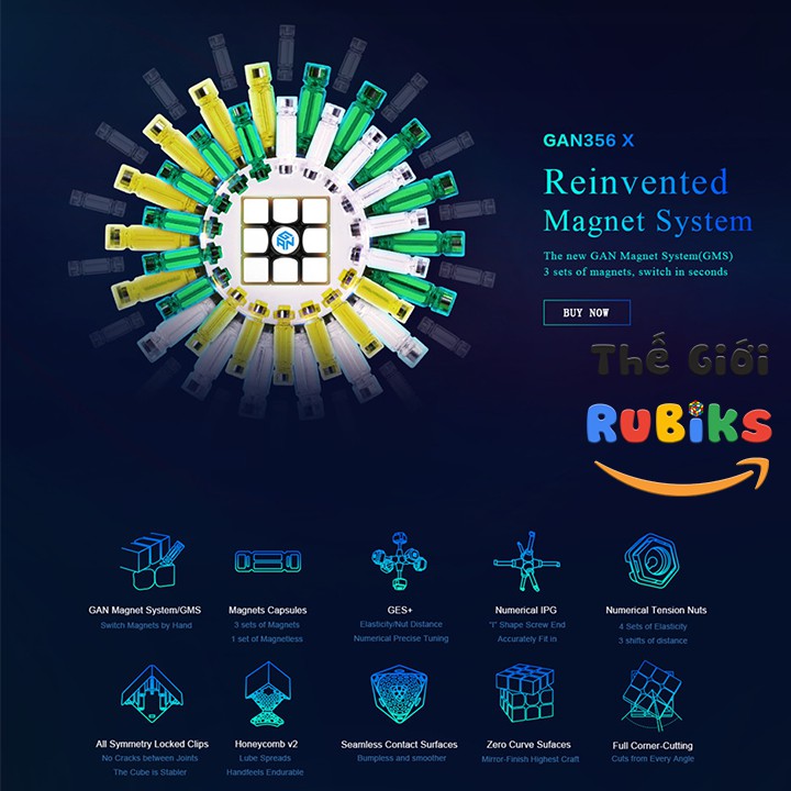 GAN356 X V2 (Numerical IPG) Nam Châm - Rubik 3x3 Gan 356 X V2 GANCUBE FLAGSHIP