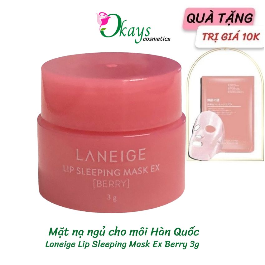 Laneige lip sleeping mask ex berry mặt nạ ủ môi mini OK209 tẩy tế bào chết giúp hồng môi- Okays