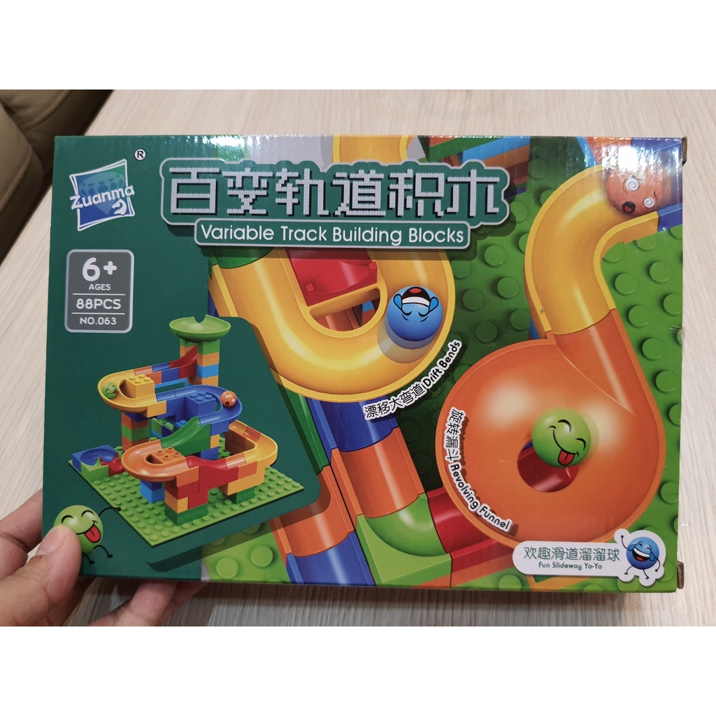 Bộ Xếp Hình Cầu Trượt Lego Thả Bi 88 Chi Tiết Cho Bé, Đồ Chơi Xếp Hình Phát Triển Trí Não