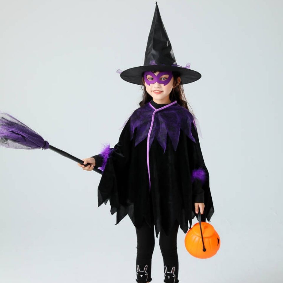 Áo Choàng Phù Thủy Hóa Trang Halloween Cho Bé
