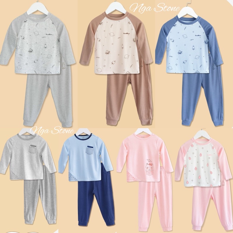 GOOD MAMA - bộ dài tay cho bé vải sợi tre mềm mại cho bé hãng GOODMAMA