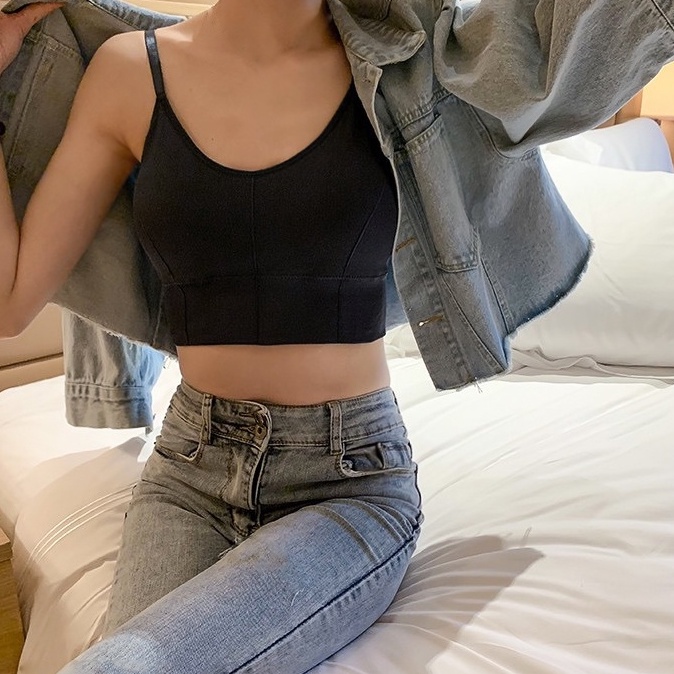Áo ngực bra nữ len tăm gân thể thao nâng ngực - Áo lót bralette tập gym coton mềm không gọng mút mỏng YLY22