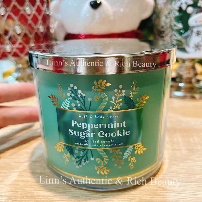 PEPPERMINT SUGAR COOKIES - Nến Thơm 3 Bấc Bath &amp; Body Works Usa