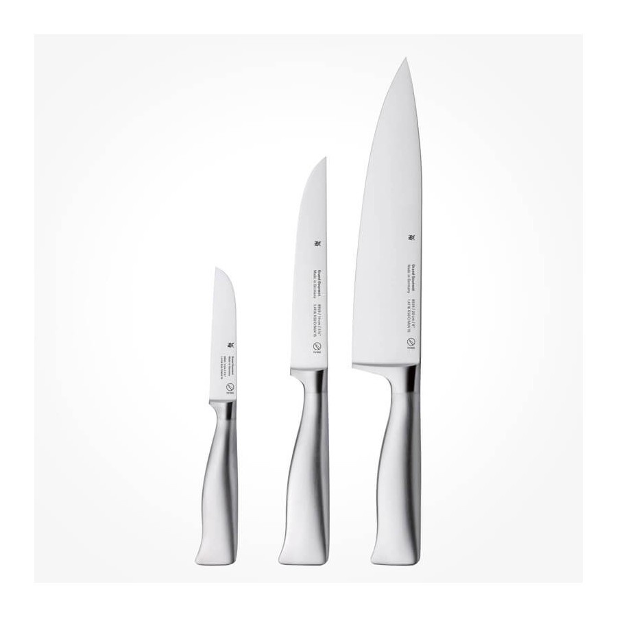 Bộ 3 dao inox WMF Grand Gourmet chất liệu thép không gỉ sáng bóng [nhập Đức chính hãng]
