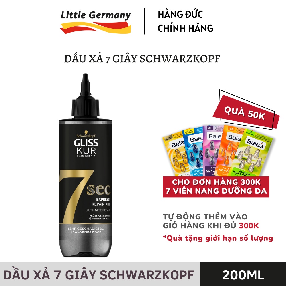 Dầu Xả 7 Giây Schwarzkopf Suôn Mượt - Hàng Nội Địa Đức - Tóc Đẹp Như Hấp Dầu Ngoài Tiệm - 200ML