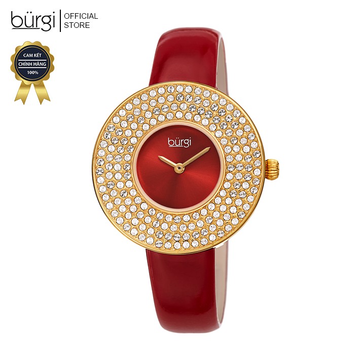 Đồng hồ thời trang nữ Burgi BUR272RD Đính Đá Swarovski Dây Da Đỏ 36mm
