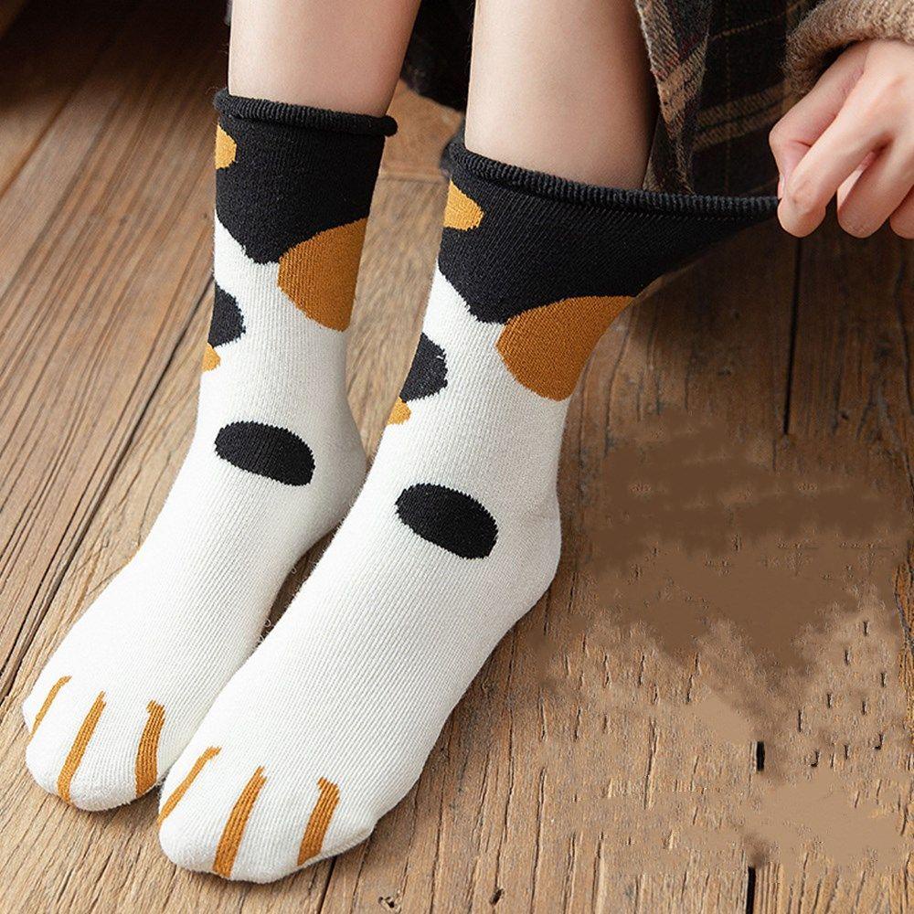 Vớ Ngủ Vải Cotton Họa Tiết Chân Mèo Dễ Thương Giữ Ấm Mùa Đông Cho Nữ