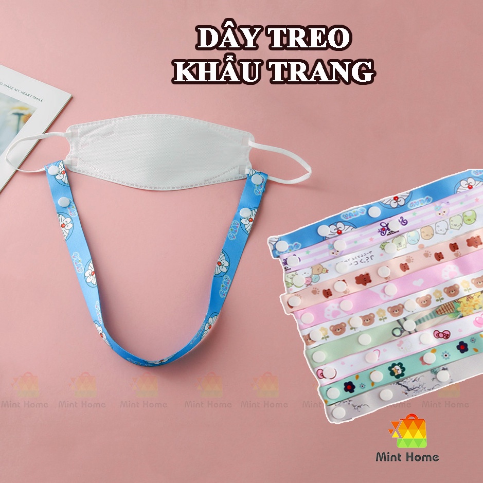 Dây treo giữ khẩu trang đeo cổ chống mất, thất lạc cho bé và người lớn họa tiết hoạt hình dễ thương phong cách Hàn Quốc