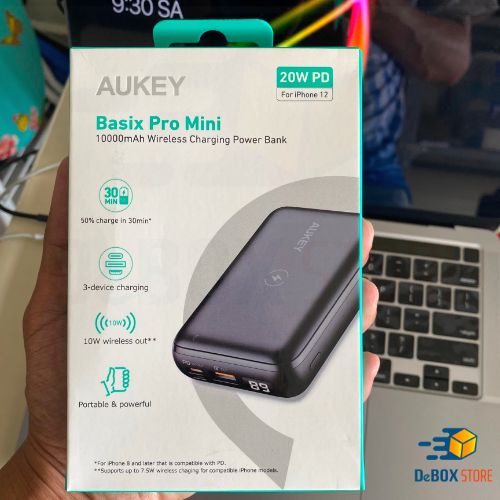 【Giao Hỏa Tốc】Pin Sạc Dự Phòng Không Dây AUKEY PB-WL01S Basix Pro Mini 10000mAh Wireless 10W, PD 3.0 20W &amp; QC 3.0 18W