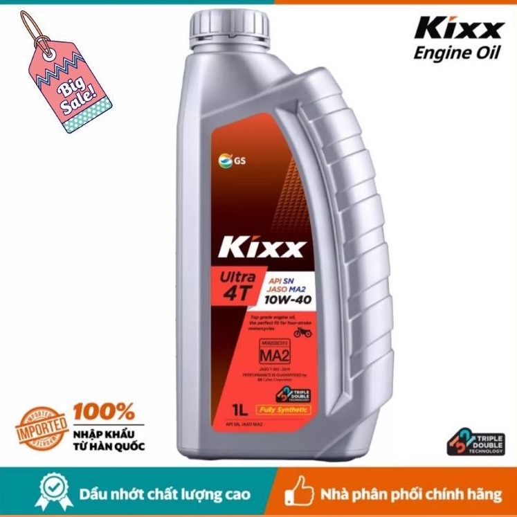 Dầu nhớt xe số và xe côn tay Kixx Ultra 4T SN 10w-40 1 Lít - Nhập Khẩu Hàn Quốc.