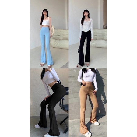 Quần ống loe lưng cao Flare Pants màu cá tính