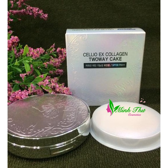 Phấn phủ siêu mịn chống nắng Cellio Ex Collagen Twoway Cake SPF30