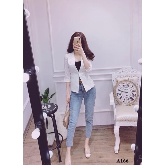 Áo vest nữ công sở 2 màu đen trắng thiết kế tay lỡ siêu hack dáng | BigBuy360 - bigbuy360.vn