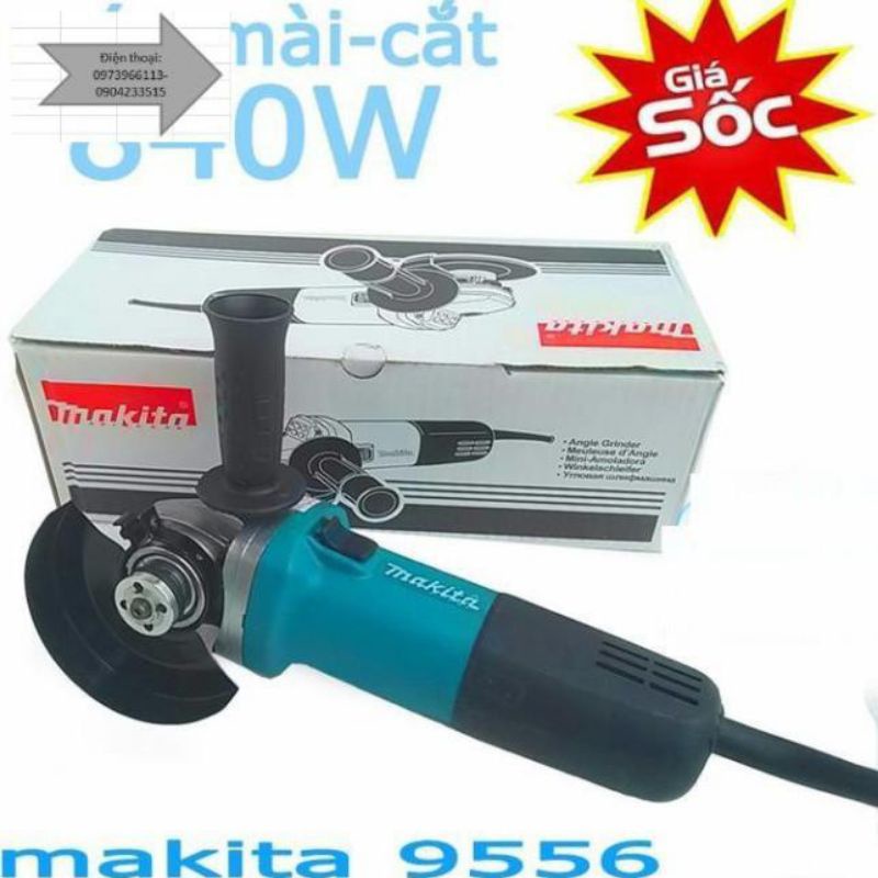 Máy mài góc – máy cắt cầm tay Makita 9556 có giảm nhiệt, roto cách điện, chống rung tốt