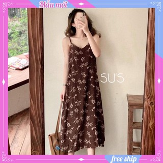 Váy 2 dây hoa nhí 💖FREESHIP💖 đầm hai dây hoa nhí dáng suông siêu xinh AD69 SUNNY
