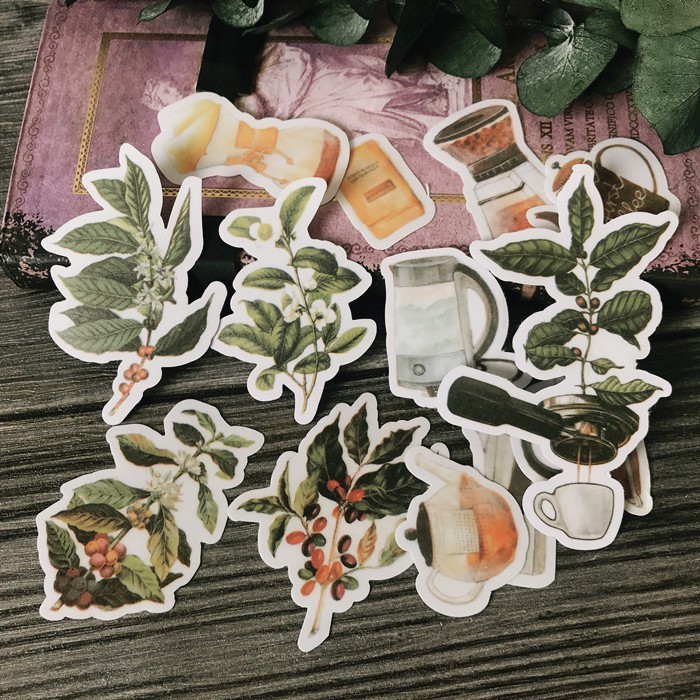 Sticker coffee giấy trong phong cách Âu Mỹ