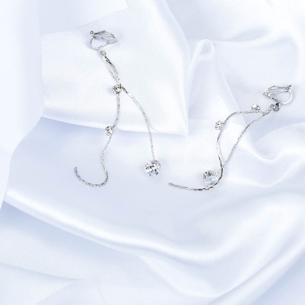 Đôi khuyên tai dài đính đá pha lê phong cách Hàn Quốc dành cho nữ