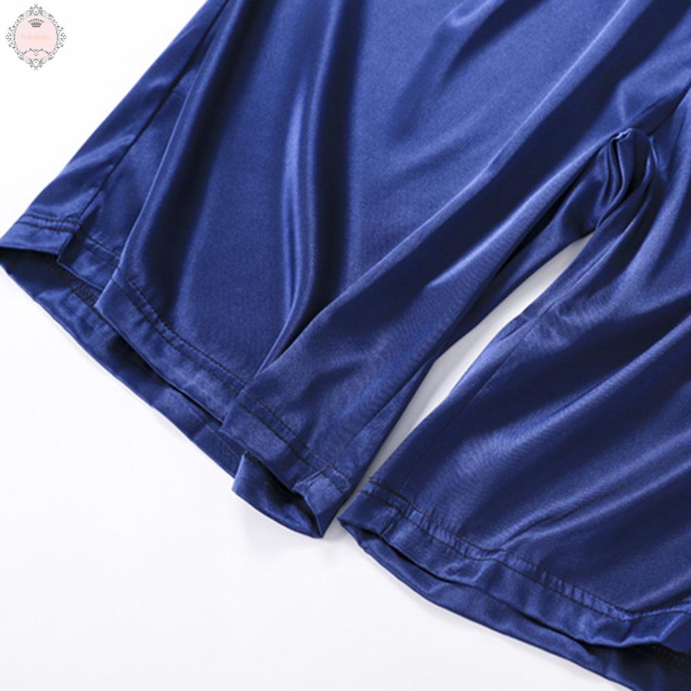 Quần short mặc ngủ kiểu quần boxer rộng rãi bằng vải lụa satin thoải mái cho nam