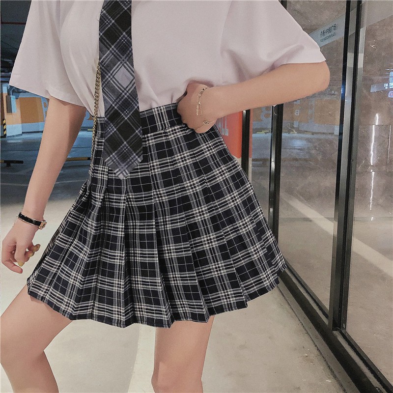 Set áo sơ mi ngắn tay mix chân váy caro kèm cà vạt💕𝑭𝑹𝑬𝑬𝑺𝑯𝑰𝑷💕 | BigBuy360 - bigbuy360.vn