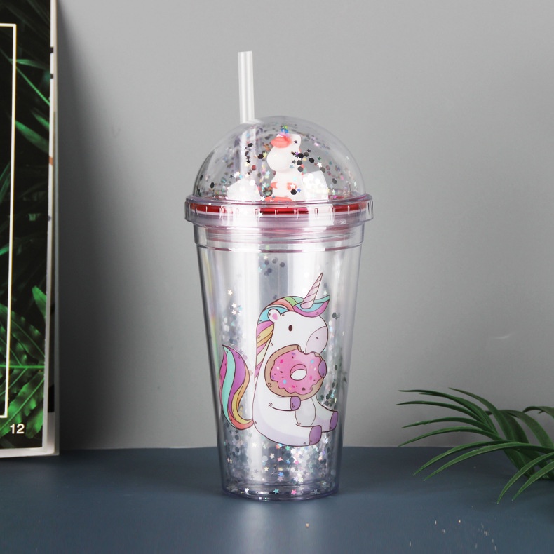 Bình Nước 500ML Kèm Ống Hút Kiểu Dáng Dễ Thương