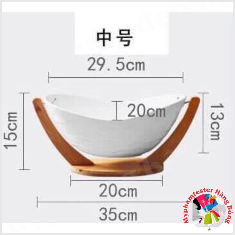 Khay hoa quả thuyền sứ lục ngọc bảo khung gỗ sang chảnh