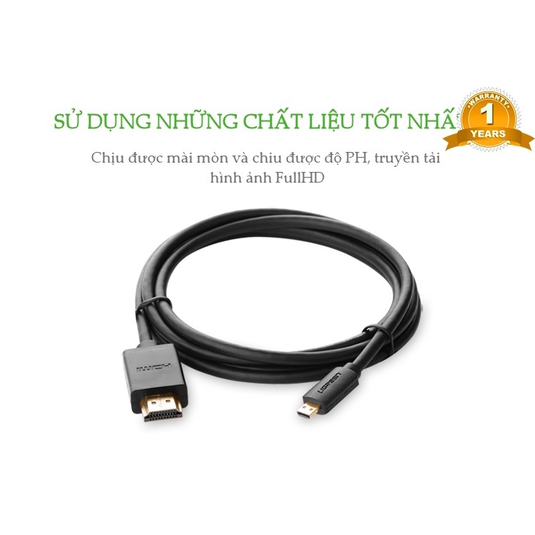 Cáp chuyển đổi Micro HDMI sang HDMI Ugreen 30102 dài 1,5m - hàng chính hãng
