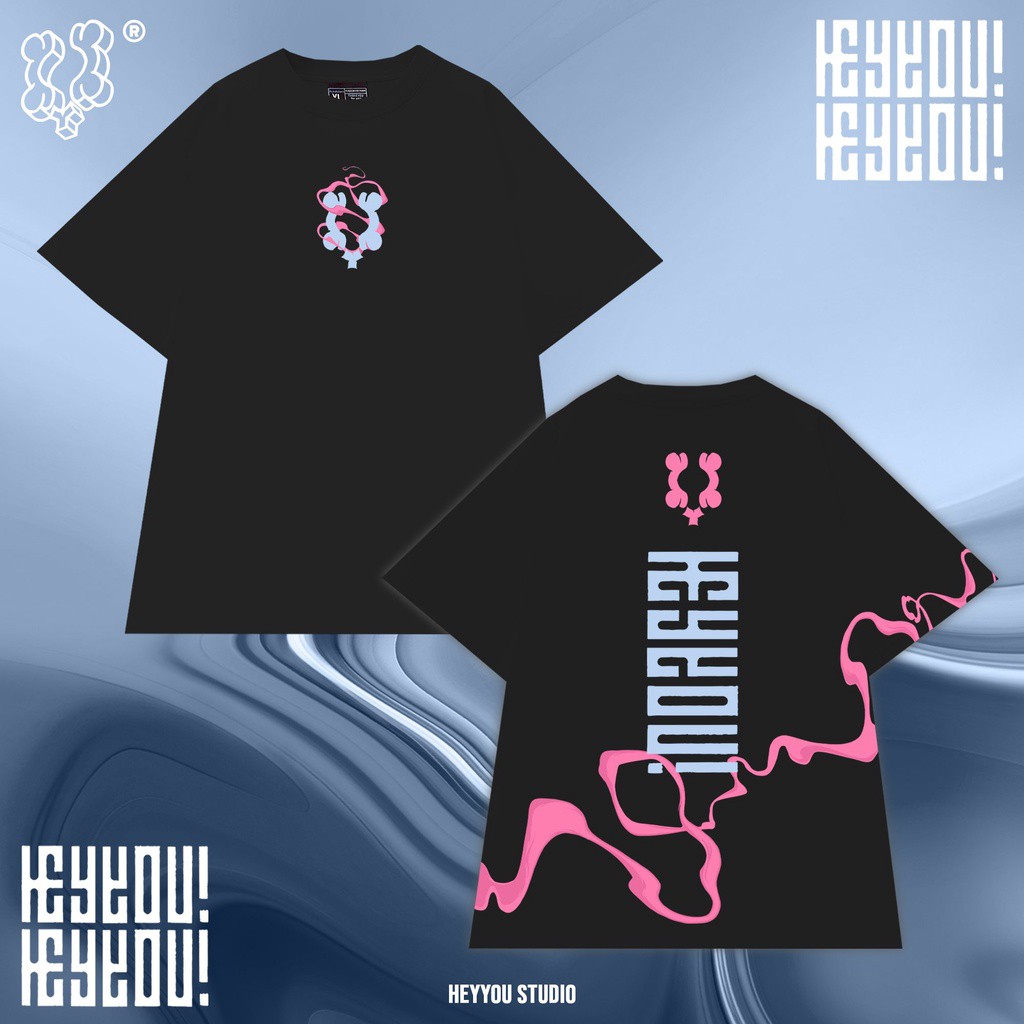 Áo phông nữ VYLINHSHOP  Áo thun HEYYOU BIG LOGO SMOKE BLACK TEE 2 màu đen trắng