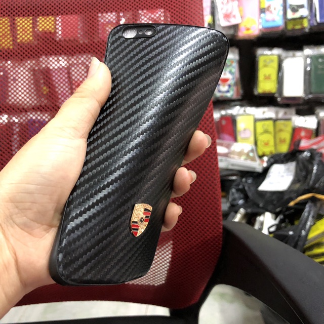 Ốp lưng iPhone 6/6S, 6plus, 7plus/8plus, xs max dẻo carbon gắn logo