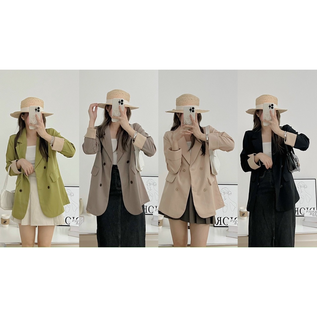 Áo khoác blazer nữ tay pha nâu siêu xinhI Trần Hân Shop 2005914