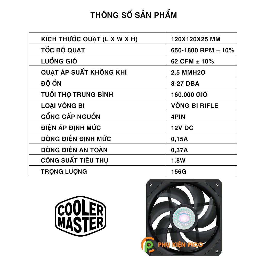 Quạt tản nhiệt case máy tính Cooler Master SickleFlow 120 - Quạt SickleFlow 12cm