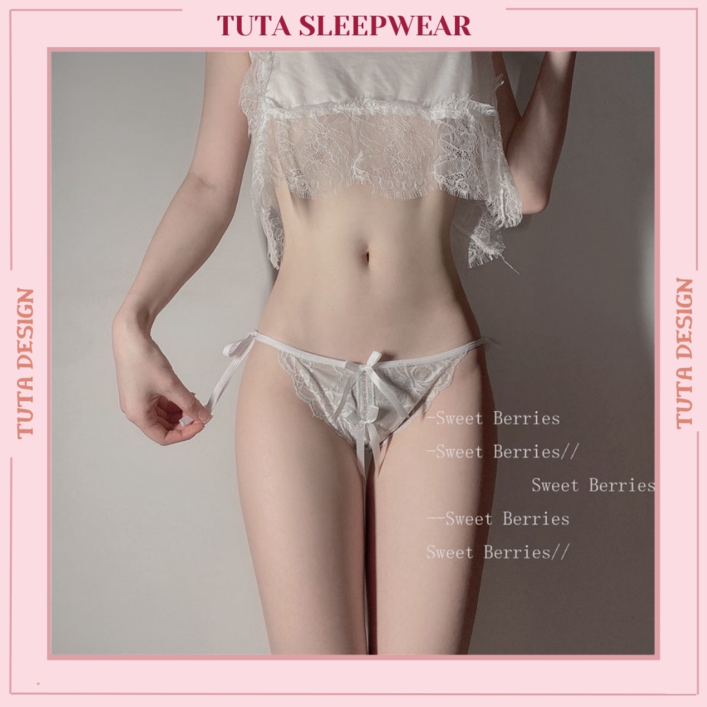 Quần Lót Ren Lọt Khe Sexy Xẻ Đáy Thắt Dây Nơ Gợi Cảm Chất Liệu Cao Cấp QL102