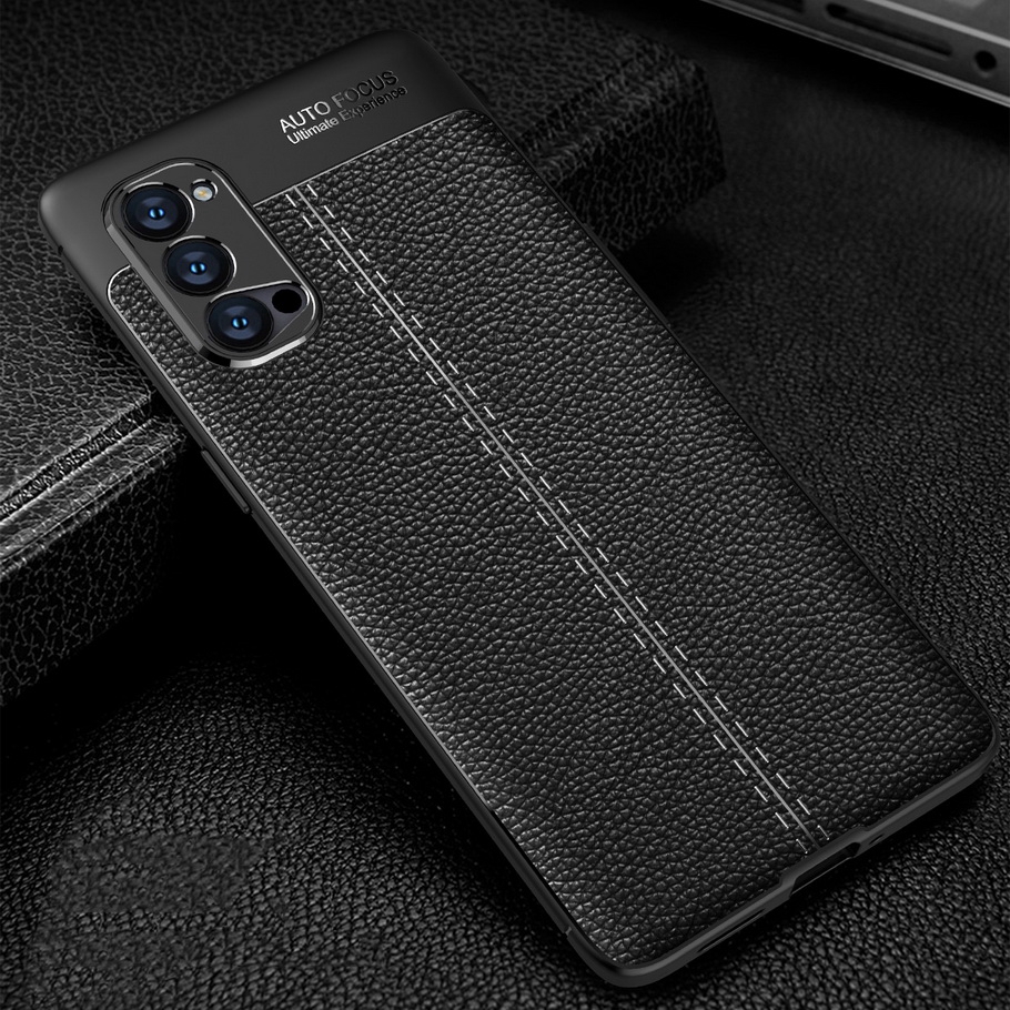 Ốp điện thoại silicon phối da sang trọng cho OPPO Reno4 Reno4 Pro 5G