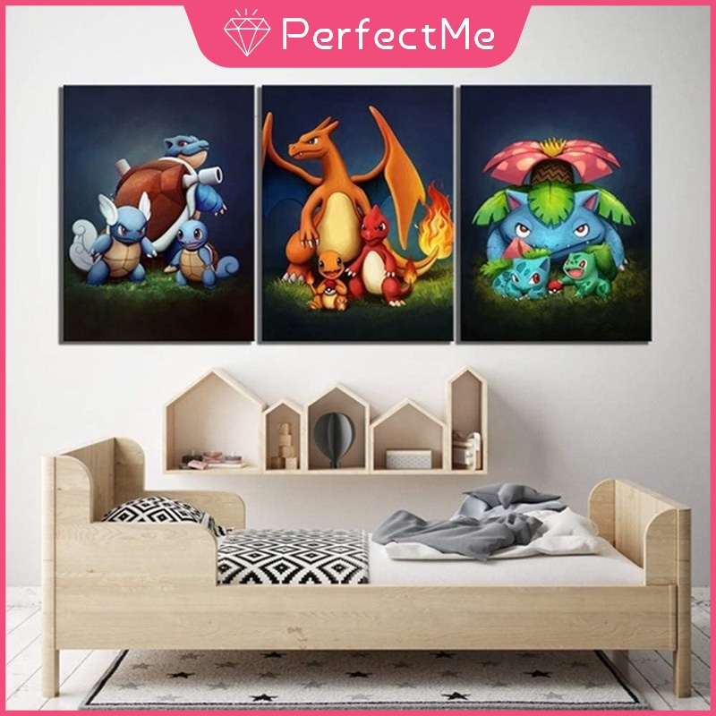 Bộ Tranh Đính Đá 5D Tự Làm Hình Pokemon 40x50cm Trang Trí Nhà Cửa