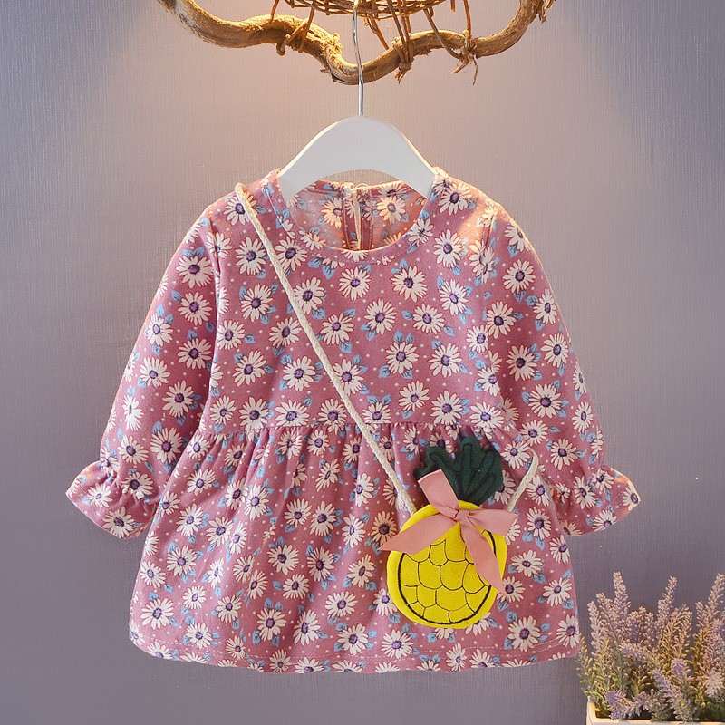 Đầm công chúa tay dài xinh xắn dành cho bé gái 1-4 tuổi