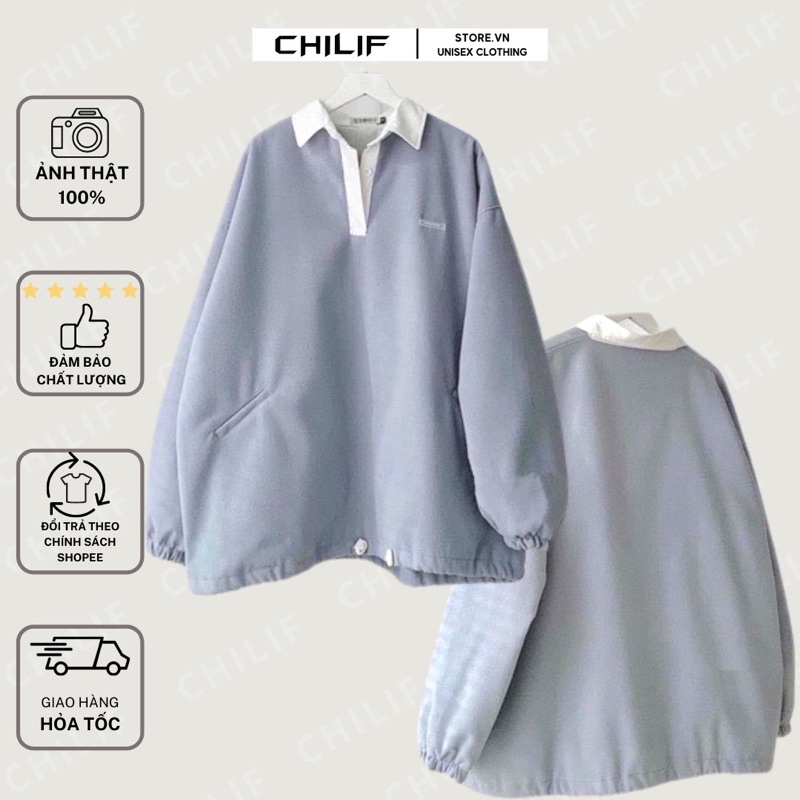Áo Sweater Polo Tay dài Form rộng Unisex chất nỉ xịn mịn êm siêu đep siêu ấm ( Ảnh + Video thật 100% )