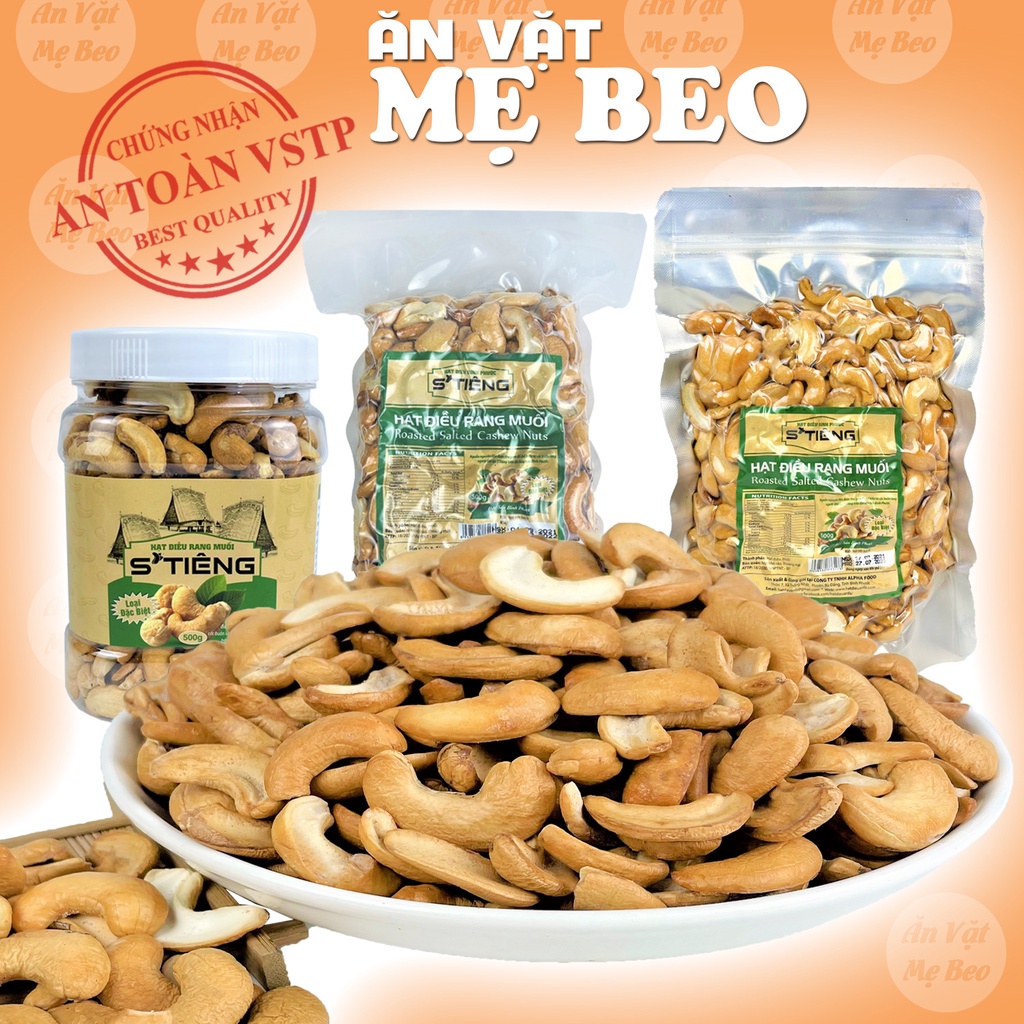 500Gr Hạt Điều Rang Muối SẠCH VỎ Lụa Bình Phước Loại Bể Vở STiêng
